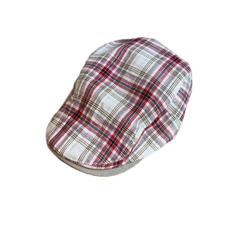 Retro Style Cotton Linen Newsboy Cap With Sun Shield For Spring And Autumn Use