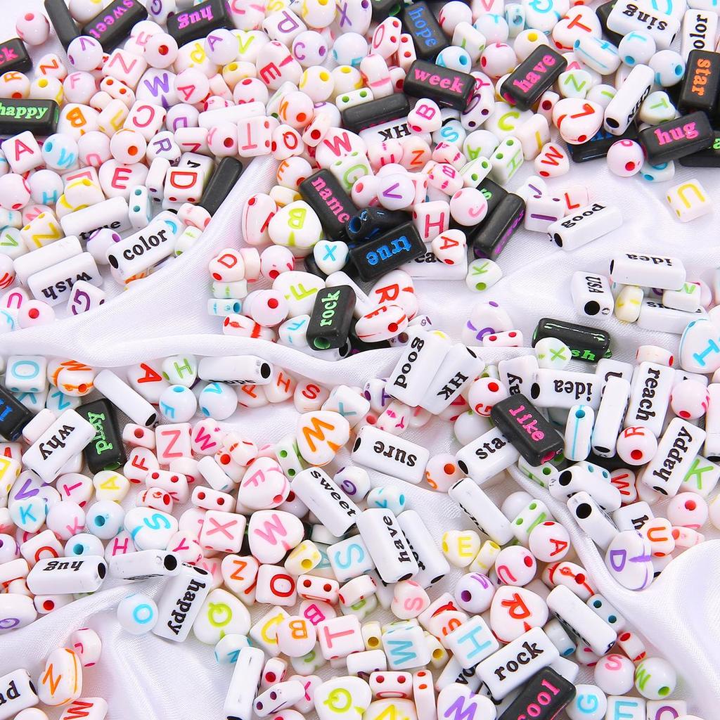50-100Pcs Multi Size Shape Acrylic Letter Loose Spacer Beads For Jewelry Making