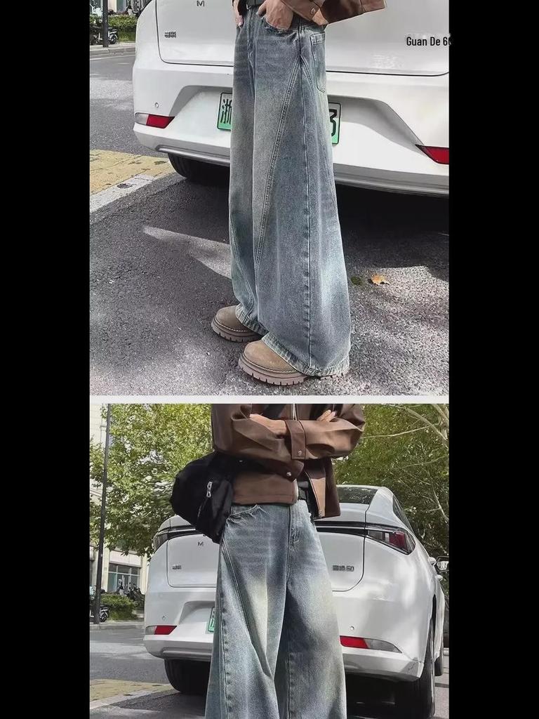 2024 Chlapecké džínové džíny s širokými nohavicemi rovného střihu - Trendy ležérní šavlové kalhoty na jaro a podzim