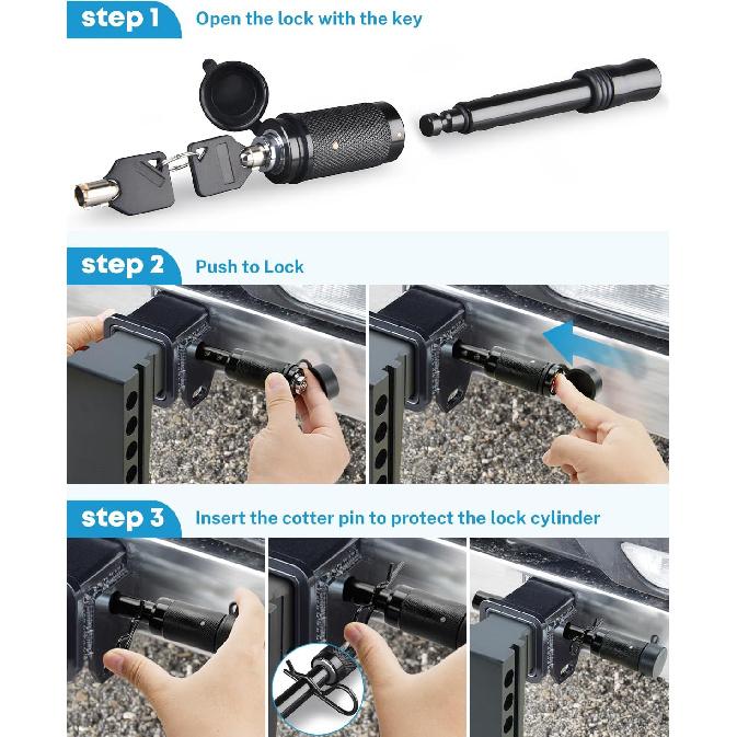 Kohree Trailer Hitch Lock 5/8 Inch, Hitch Pin Lock for Class III IV 2 Inches and 2-1/2 Inches Receiver, Locking Hitch Pin Tow Hitch Lock with Key,