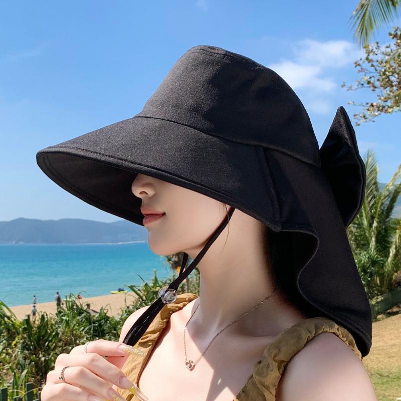 Summer Wide Brim Hat With Neck Protection For Women Outdoor Sun Shade Fashionable Uv Shield