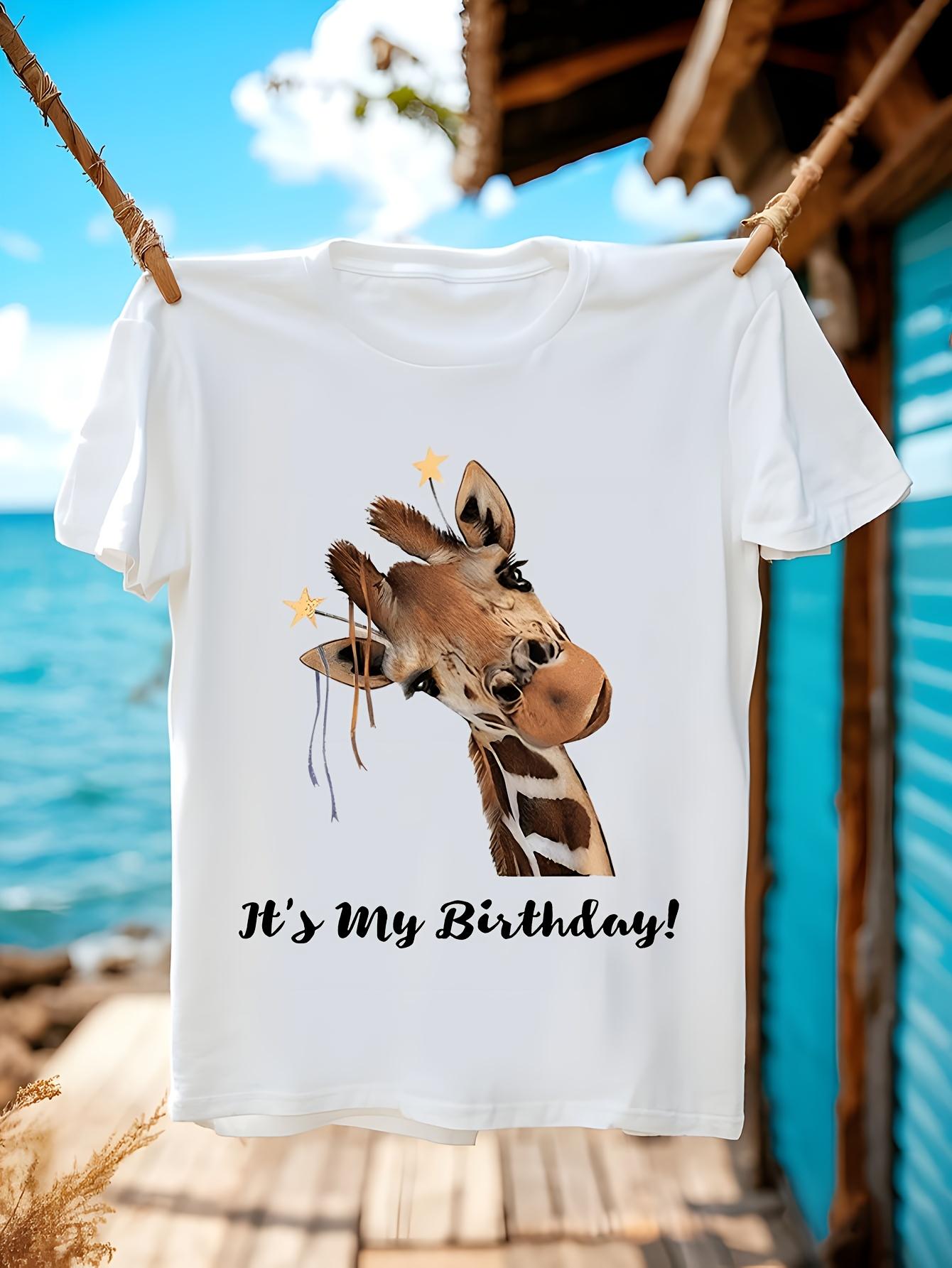 Its My Birthday Giraffe Graphic Tshirt Graphic Tshirt - W... XXXL
