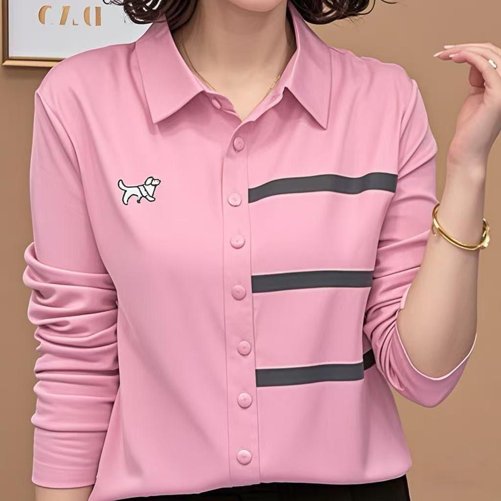 2025 Minimalist Slim Fit Women's Shirt: Spring/Autumn, Polo Collar