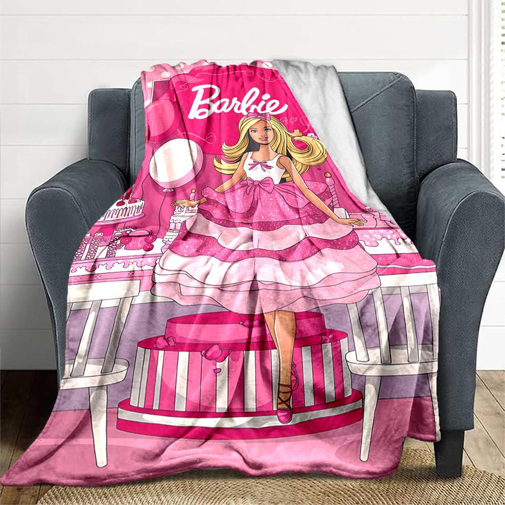 

1pc Barbie, Pink Flannel Throw Blanket Soft, Warm & Cozy for Couch, Bed, Office, and Travel Versatile All Season Gift, Christmas present 80x120cm