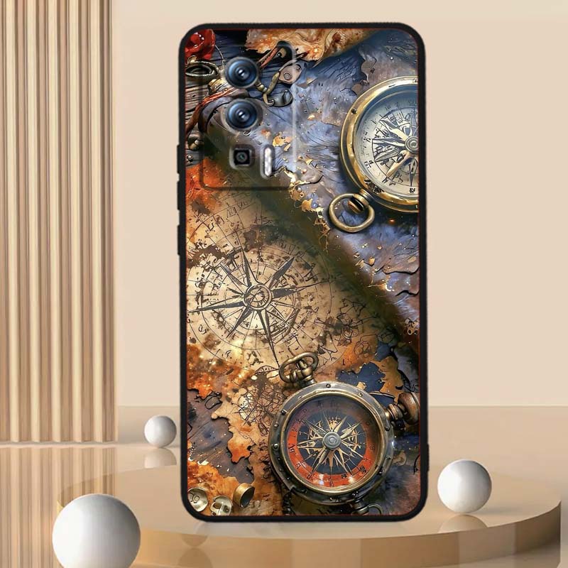 Vintage compass illustration Phone Case For Xiaomi Redmi 12 13C 12C 13 10C 9T A2 9A 9C 7A Note 10S 8T 10 9 8 Pro 4G 5G Black