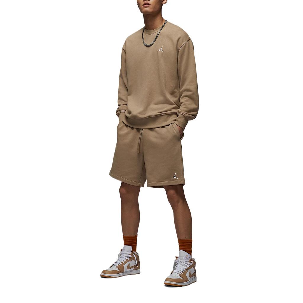 Jordan Brooklyn Fleece Elastic Waist Drawstring Solid Color Five-Point Casual Shorts Men Shorts Desert-Camouflage White FV7288-257