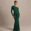 Womens Long Sleeve Dress Slim Fit High Waist Ruched Fashionable Sexy Party Gown