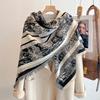 Winter Women'S Cashmere Scarf - Abstract Printed Tasseled Shawl Wrap Pashmina Bandana & Elegant Poncho