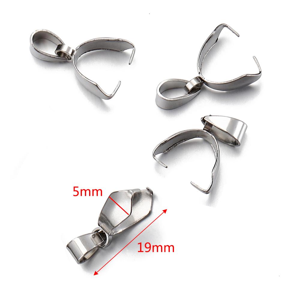 20pcs Stainless Steel Charms Pendant Clip Clasps Pinch Bail Clip for Necklace Pendant Connector DIY Jewelry Making Accessories