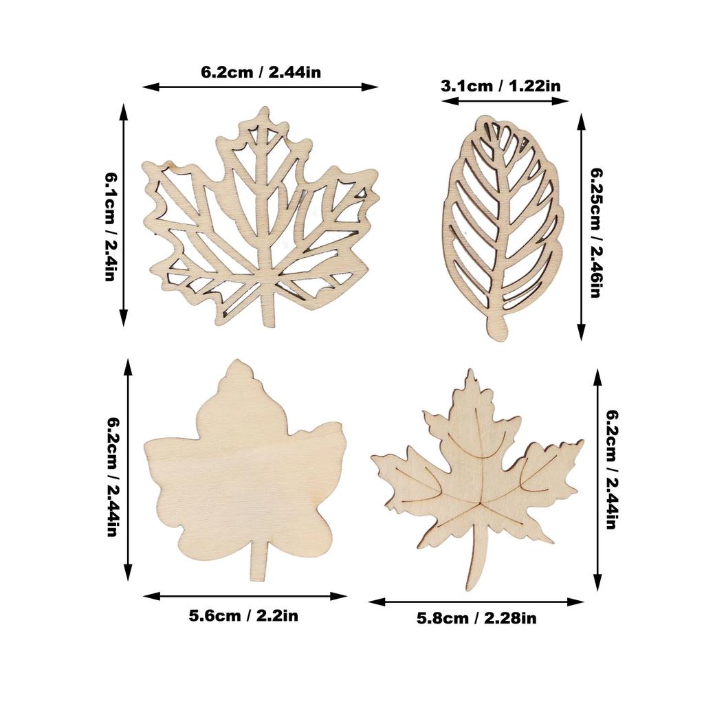 80pcs Wooden Hollow Leaf Christmas Hanging Pendants Smooth Cutting Composite Wood Hollow Out Leaf Piece For Decoration