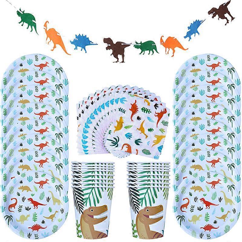 49pcs Dinosaur Birthday Party Supplies Dino Disposable Tableware Plate Will One Birthday Party Decoration Boy Kids Baby Shower