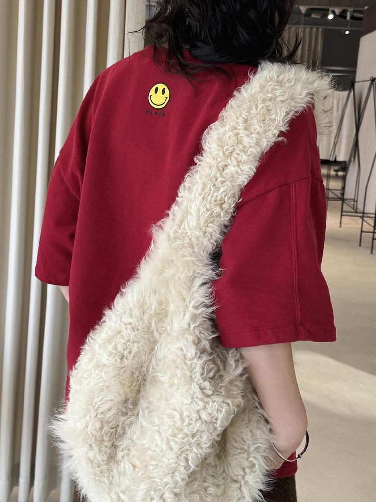 Korean Style Oversized Fleece T-Shirt for Women - Round Neck & Drop Shoulder