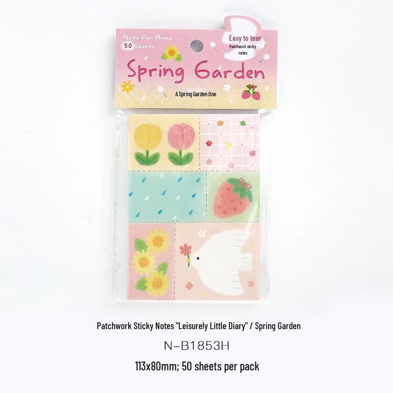 Patchwork Sticky Notes: Korean Style Little Diary, Tearable Student Reminder & Journal Material.