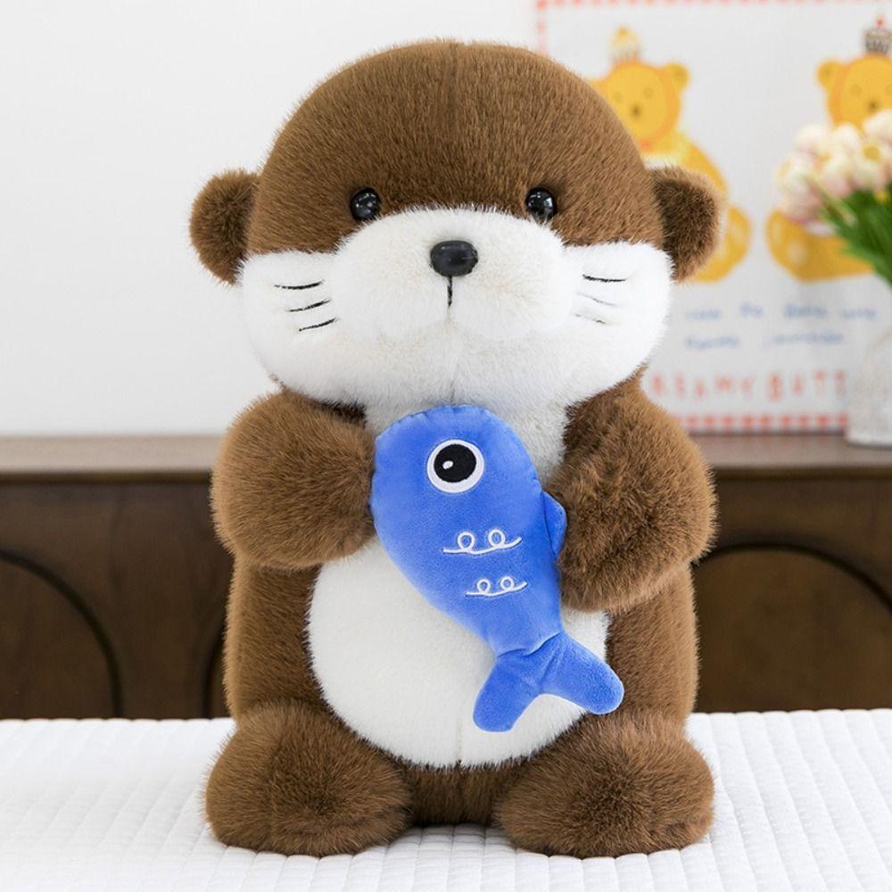 Collection Holding Fish Otter Doll Soft Stuffed Otter Doll Pillow  Children Girls Boys