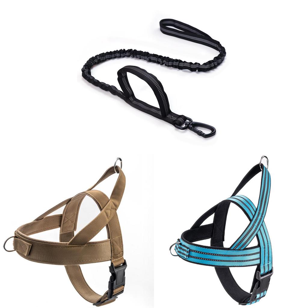 Pet Nylon Harness With Reflective Straps For Large Dogs Tactical Dog Vest And Leash
