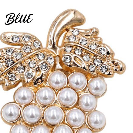 Long-lasting Brooch Grape Design with Imitation Pearls And Rhinestones Strong