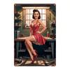 Vintage Retro Pin Up Girl Metal Tin Sign 8x12 Inch Funny Wall Art Man Cave Decor