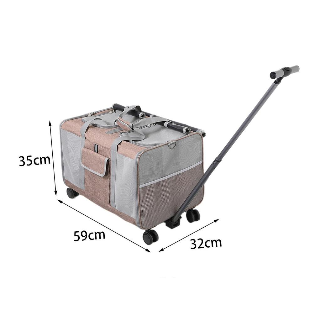 Cat Carrier with Wheels Folding Travel Bag, Foldable, Rolling Puppy for Small Animals Dogs