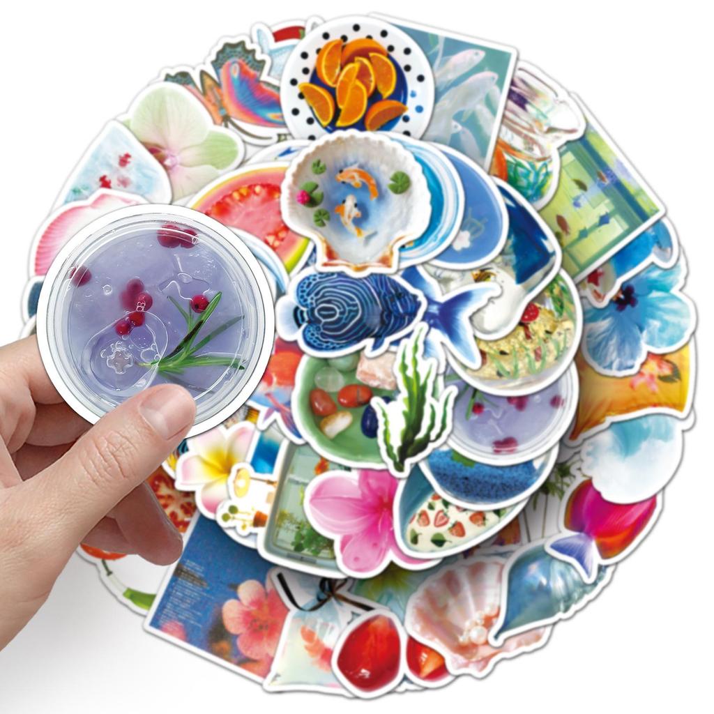 50 Tropical Summer Ins-Style Waterproof Stickers for Journals, Phones, Tablets, and Suitcases