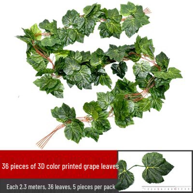 Artificial Rattan Ivy Vine with Green Grape Leaves and Chlorophytum Ceiling Decor