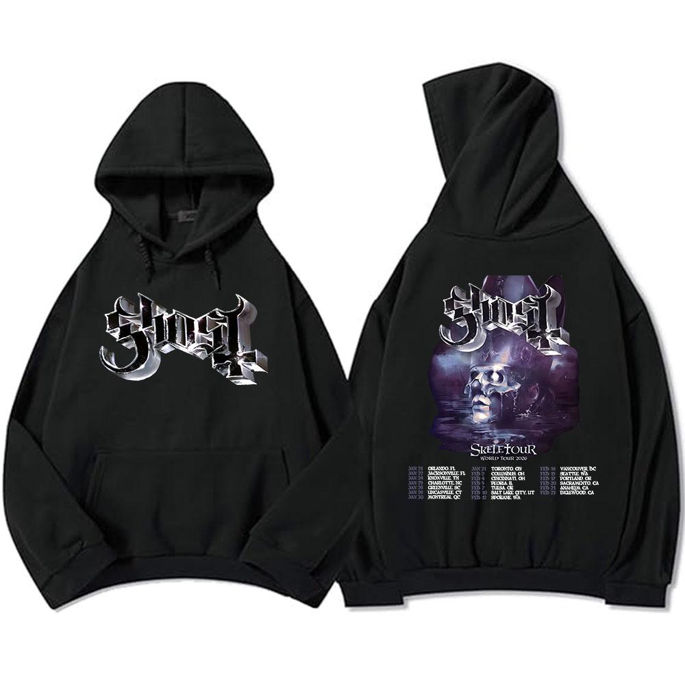 Ghost Skeletour World Tour 2026 Hoodies Rock Band Street Style Fashion Sweatshirts Winter Fleece Hooded Pullovers Men Women Tops
