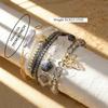 Multi-layer Design Boho Bracelet Imitation Pearl Beaded Chain Bangle Strand Bracelet  Women Jewelry