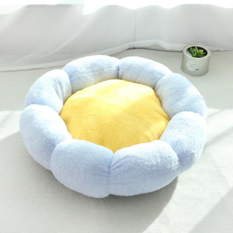 

Creative Flower Plush Pet Nests Cat Dog Sleeping Nests Thickened Soft Comfortable Pads Pet Supplies Beds & Mats S-40cm синий