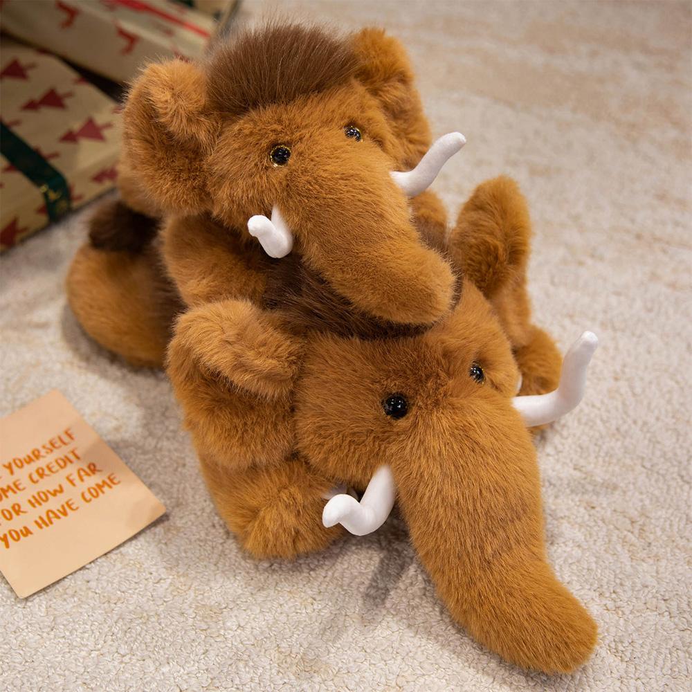 Wildlife Simulated Mammoth Plush Toy Stuffed Animal Mammut Dolls Fluffy Plushie Home Decor Gift For Christmas Birthday