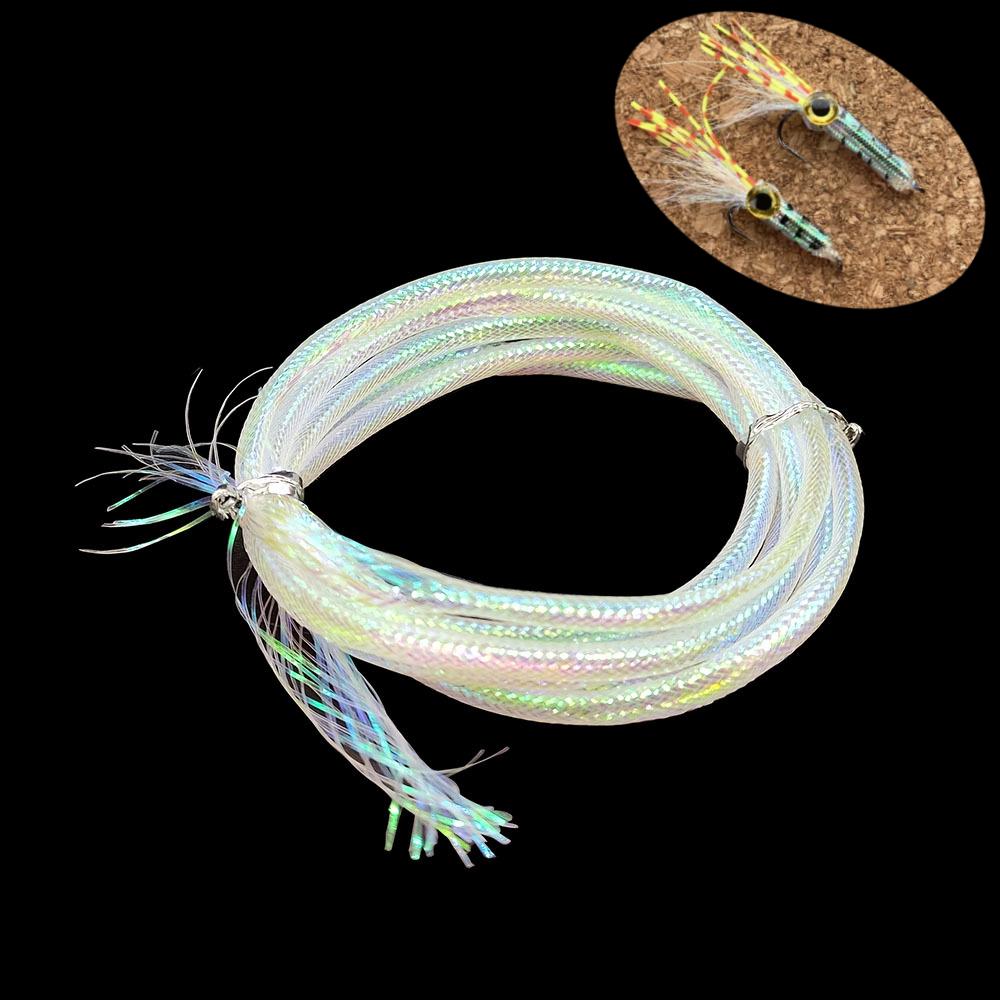 Tubo Mylar Intrecciato Bianco Perla Materiali per Legatura Mosche 2mm-10mm Rete Realistica per Corpo a Squame di Pesce per Streamer Bass Luccio Salmone