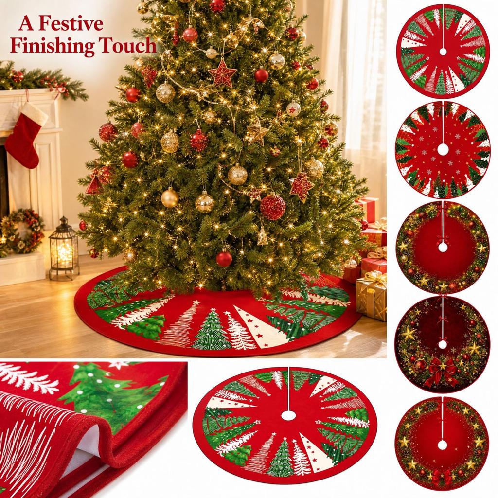 Christmas Tree Skirt for Holiday Home Party Decoration, Festive Tree Base Cover