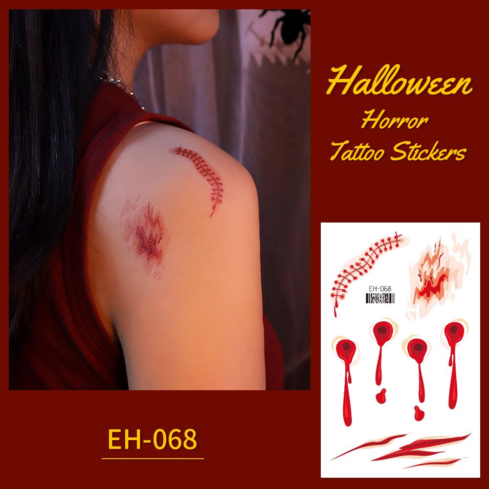 Waterproof Cross Pattern Halloween Scary Scar Tattoo Stickers for Face and Arms 120x75mm