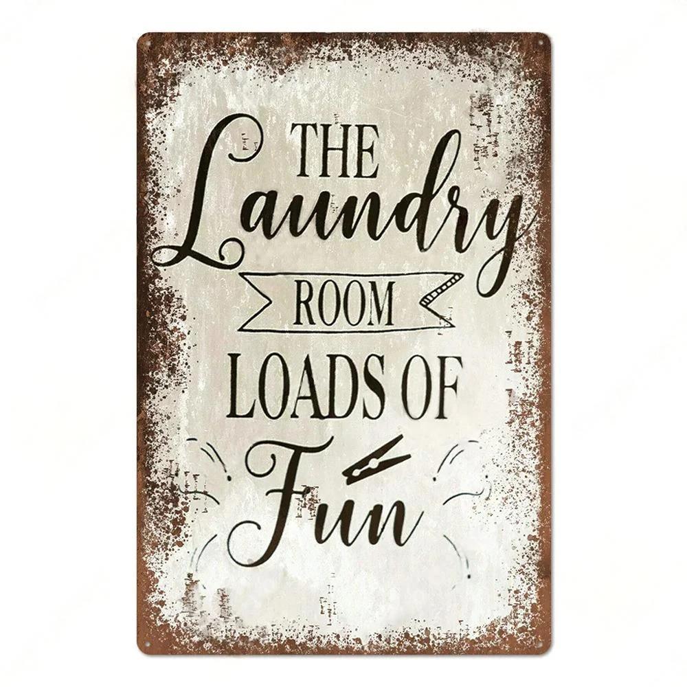 Laundry Vintage Metal Posters Tin Signs Decor Funny Metal Plaque Pin Up Girl Home Wall Art Painting