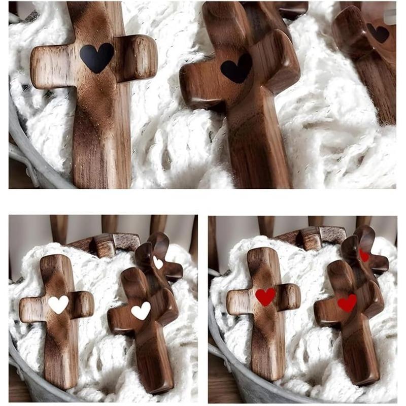 Handcrafted Wooden Cross My Heart, Wooden Cross Fidget, Wood Pocket Cross, Pocket Crosses In Bulk, Handheld Wooden Cross, Stress Relief Pocket Cross