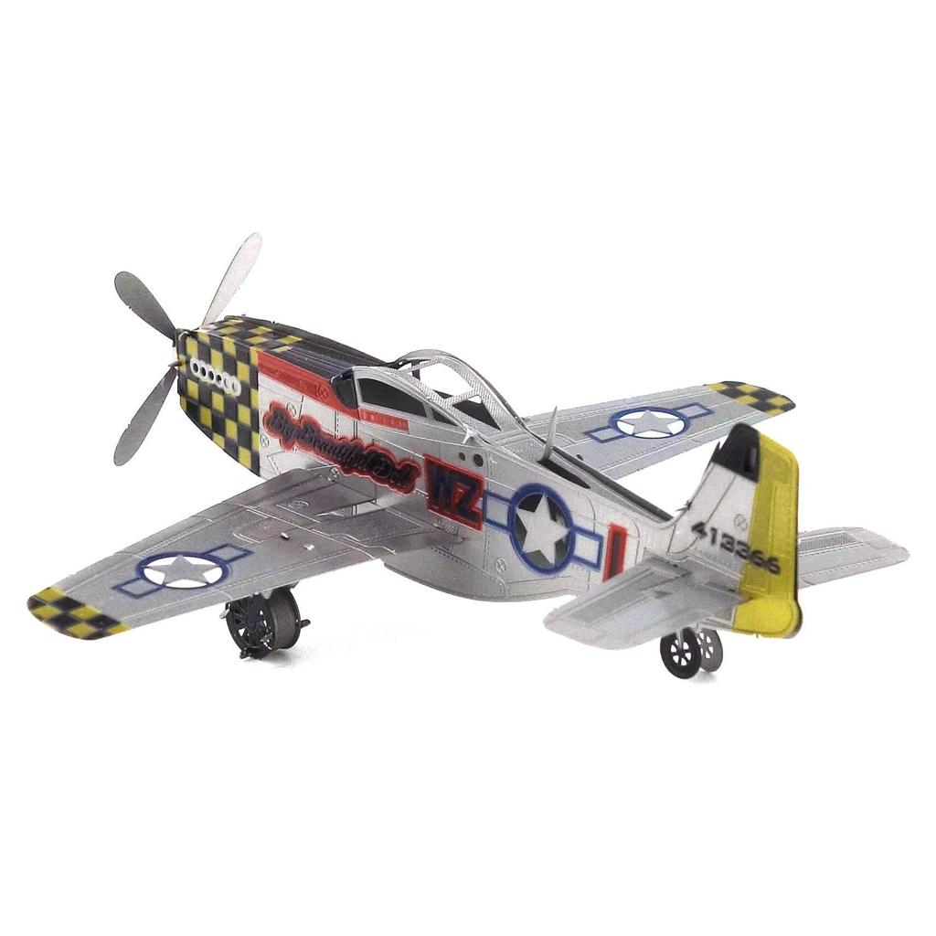 Stainless Steel Mustang Airplane 3D DIY Metal Puzzle - Glue-Free Assembly Toy