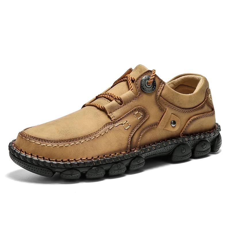 Handmade Leather Mens Shoes Comfortable Outdoor Hiking Casual Shoes Male Loafers Moccasins Driving Shoe Big Size 38-48 Hombre
