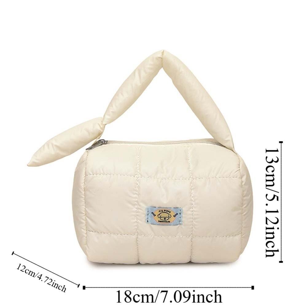 Quilted Puffy Tote Pouch Large Capacity Grid Puffer Handbag Cloud Pleatd Grid Bag  Travel