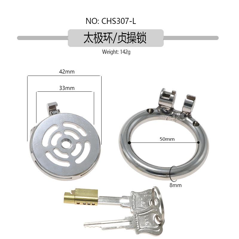 New Stainless Steel Flat Lock Chastity Cleaner CB Fake Mother Device Penis Cage Taiji Mesh Sex Toys
