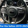 For Kia Seltos -2024 2025 Carbon Fiber Steering Wheel Cover Trim Decoration Frame Sticker Interior Accessories Car Styling