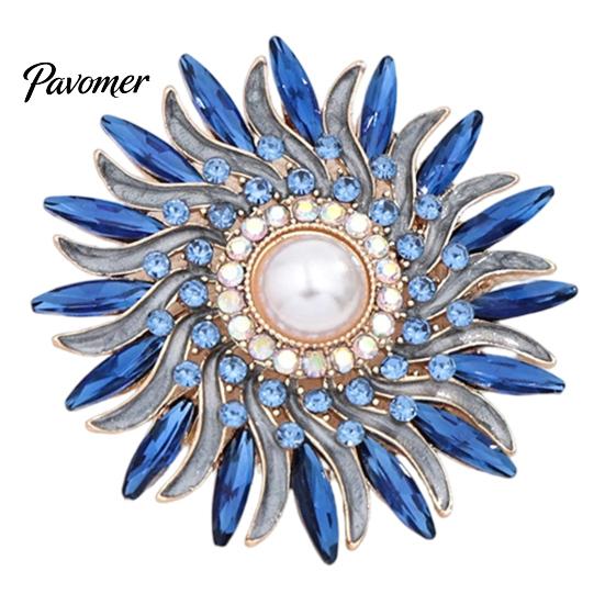 Daily Wear Brooch Retro Rhinestone Sunflower Pin, Floral Lapel Pin with Faux Decorative Alloy Pearl, Metal Flower Badge for Women, Clothing