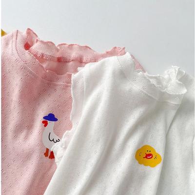Girls Summer Thin Mesh Breath Cotton Edge Vest Baby Girl Cartoon Sleeveless Bottom T-Shirt Top