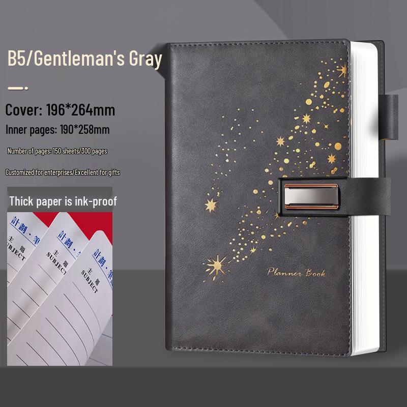 Set de regalo de cuaderno Star Double Line 2026: Libro de registro de reuniones de negocios y oficina de mayor grosor