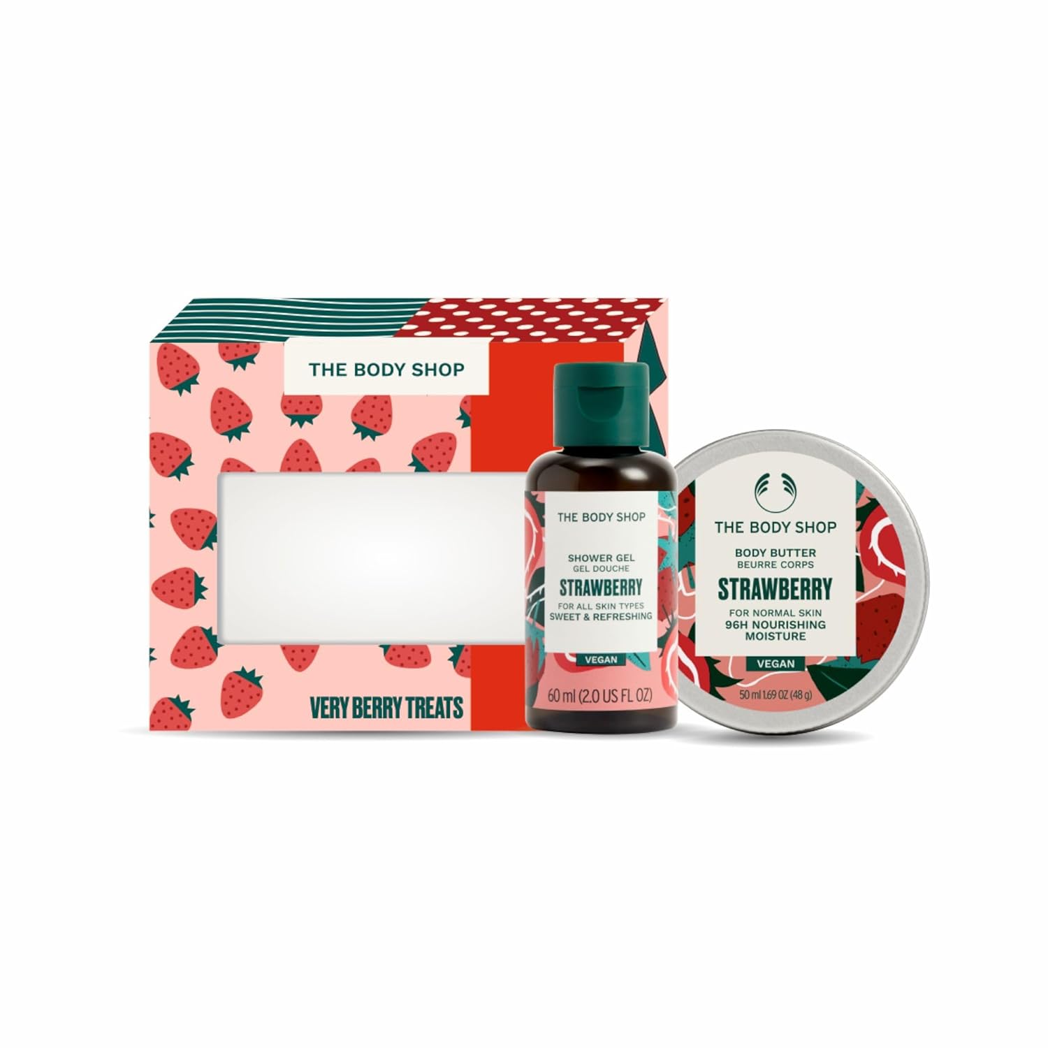 The Body Shop Подарочный набор: Гель для душа и Масло для тела «Клубника» Набор для ванны и тела Комбо 1 упаковка Увлажняющий набор