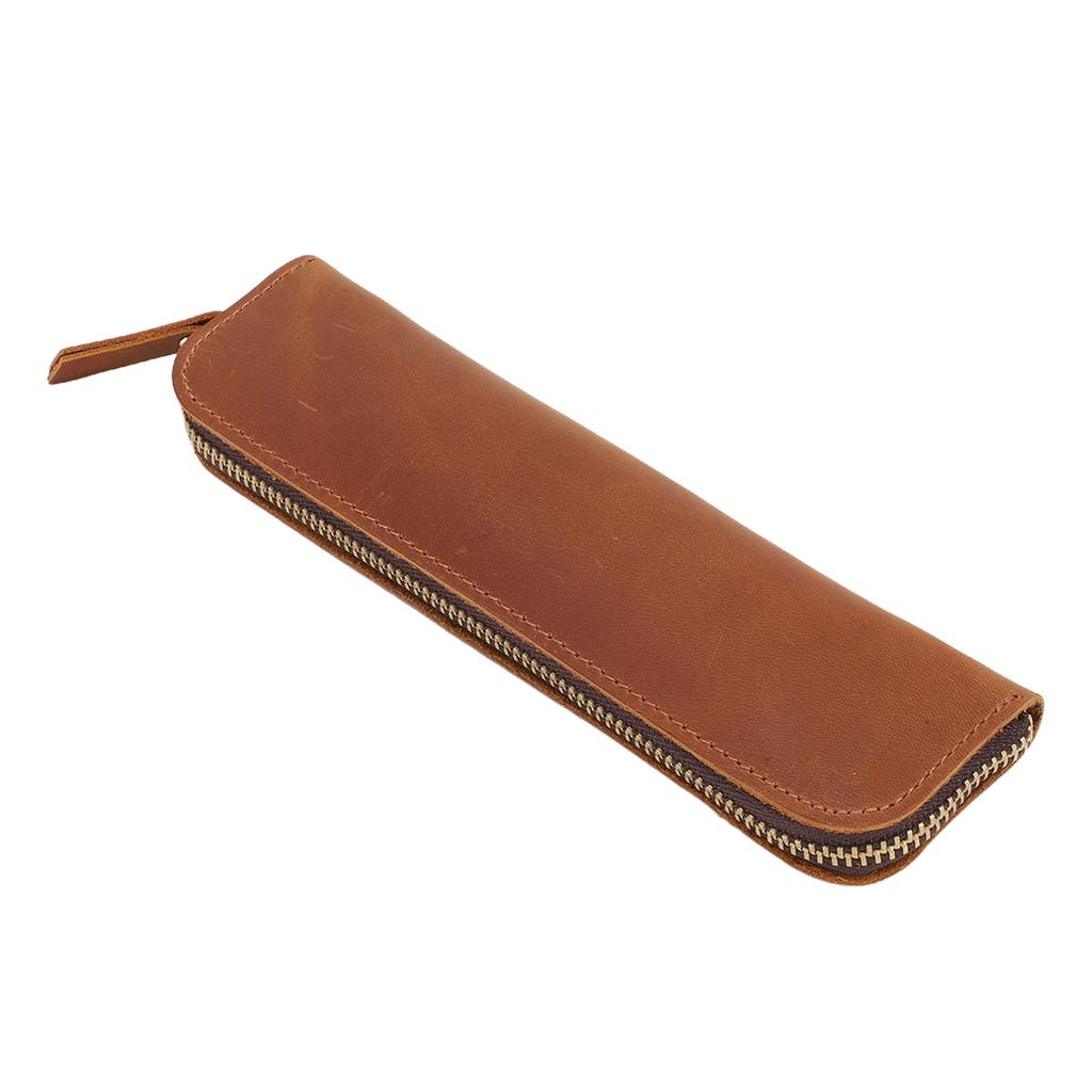 Portapenne in Pelle Minimalista Design Vintage Copertura Protettiva per Penna Astuccio Borsa Organizer Marrone