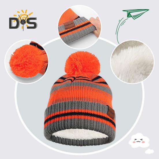 3 Pcs/Set Children Hat Scarf Glove Set Thickened Plush Ball Decor Color Matching Knitted Heat Retention Windproof Keep Warm Girls Boys Outdoor Gloves