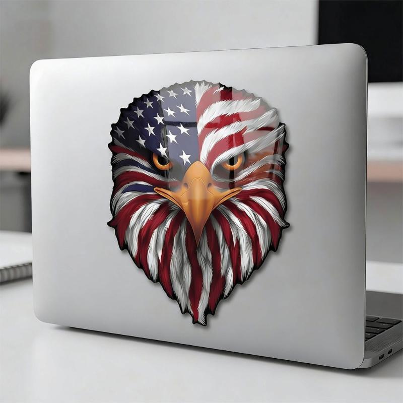 Strong Reflective Patriotic Bird & Flag Sticker Eye Catching Vehicle Sticker for Auto Laptop Coolers Bottle Gift