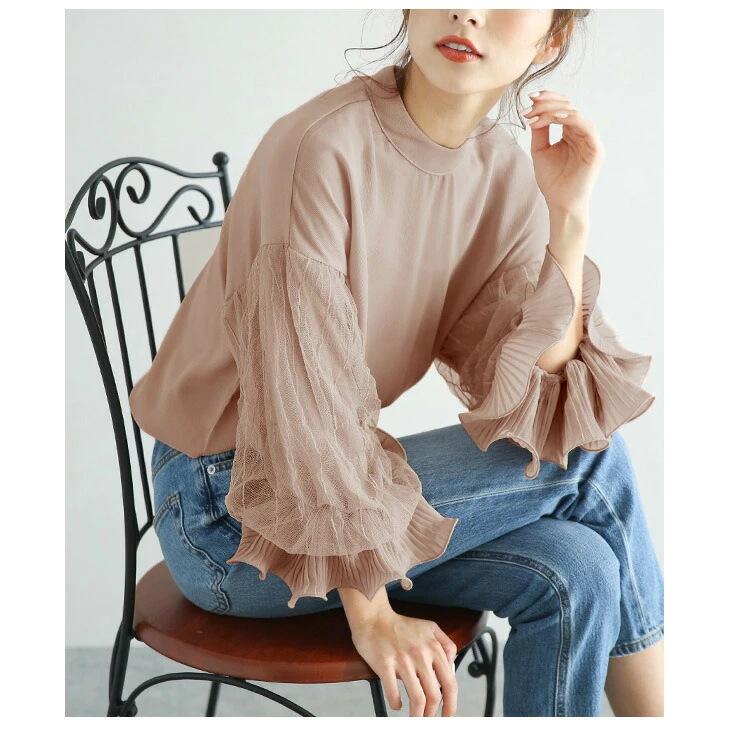 Korean Small Stand-up Collar Lace Lotus Leaf Sleeve Solid Color Shirt for Women's Spring and Summer New Loose Large Size Versatile Top