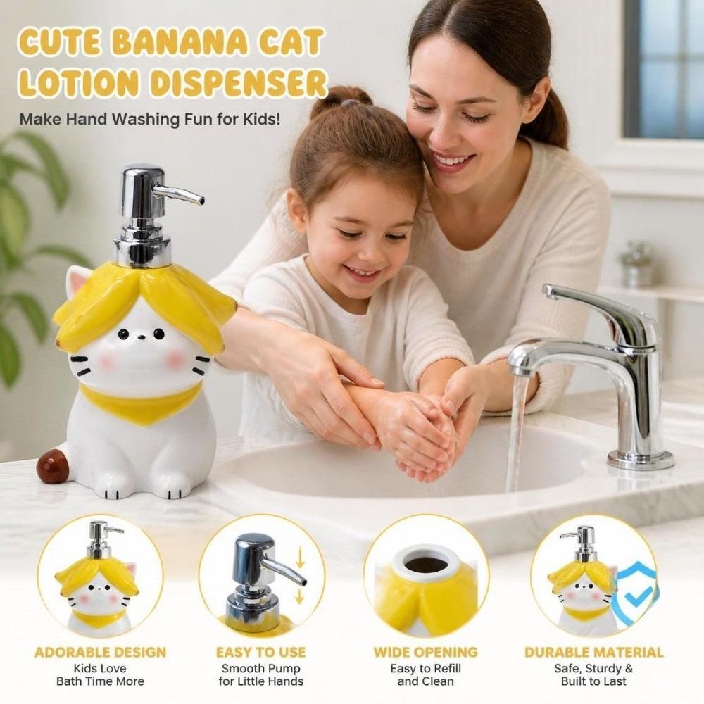 Banana Cat Shape Banana Cat Lotion Bottle Cartoon Hand Sanitizer Bottle Laundry Room