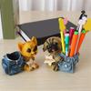 Dog Shape Pen Cup Resin Pencil Cup Desktop Pen Stand Makeup Brush Organizers Storage Box Table Ornament for Office Desk