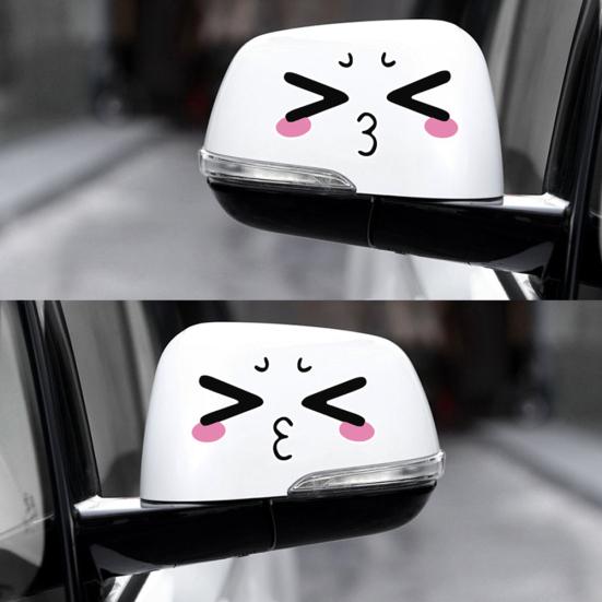 Funny Smiling Face Mirror Stickers Car Rearview Auto Vehicle Decoration Decals