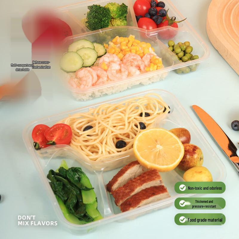 Disposable 2-Compartment Plastic Takeout Containers